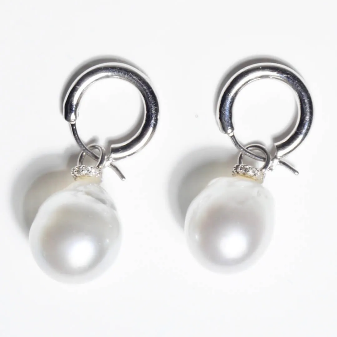 Australian South Sea Baroque Pearl Detachable Hoop Earrings