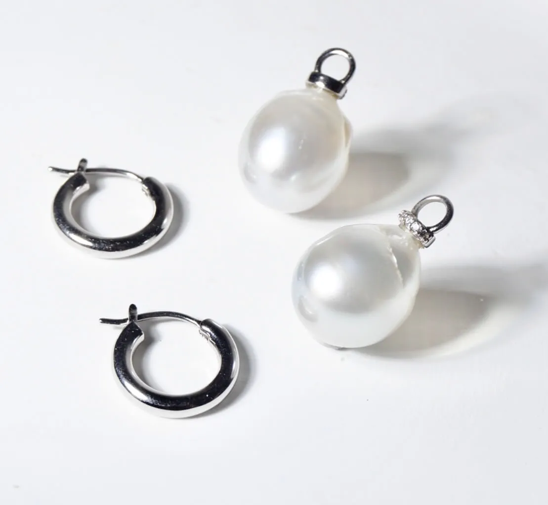 Australian South Sea Baroque Pearl Detachable Hoop Earrings