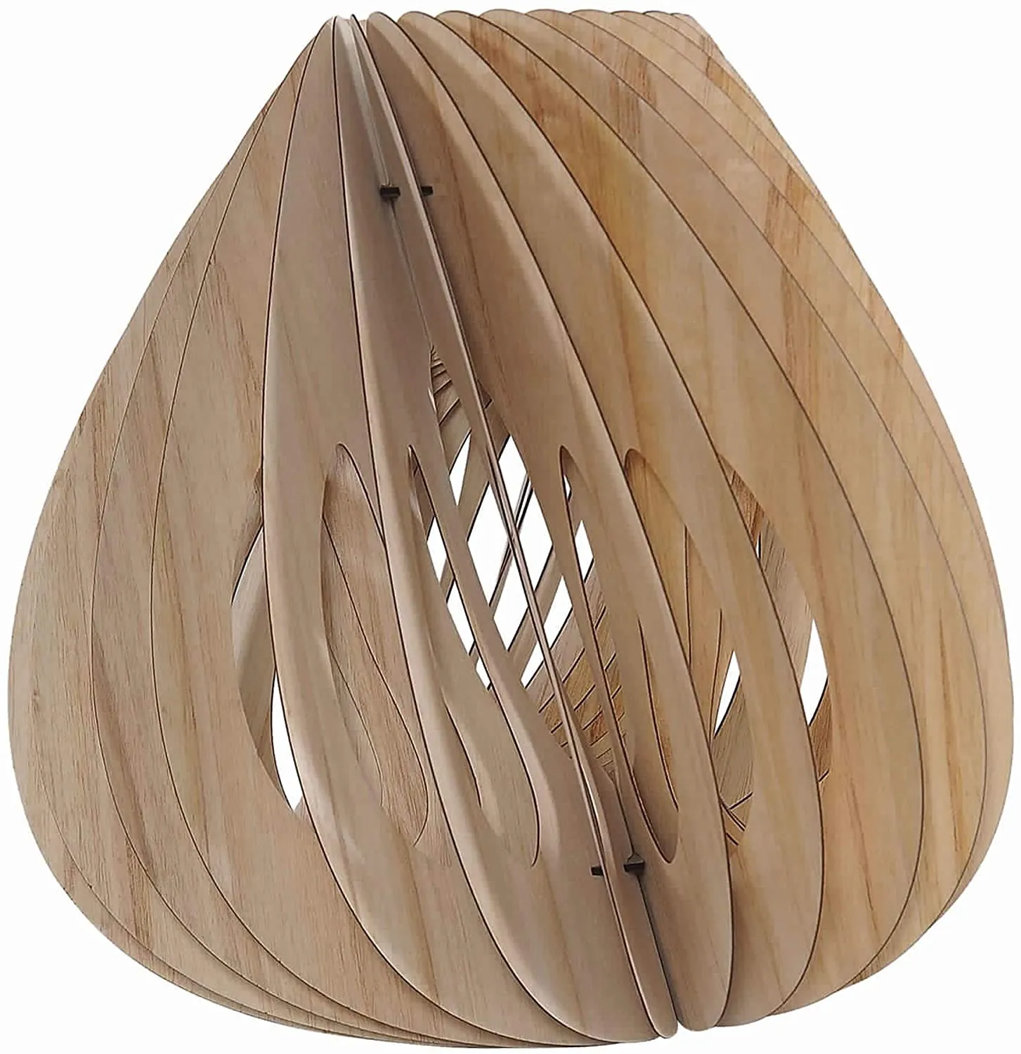 Benzara 60 Watt Aryballos Shape Wooden Ceiling Pendant, Oak Brown