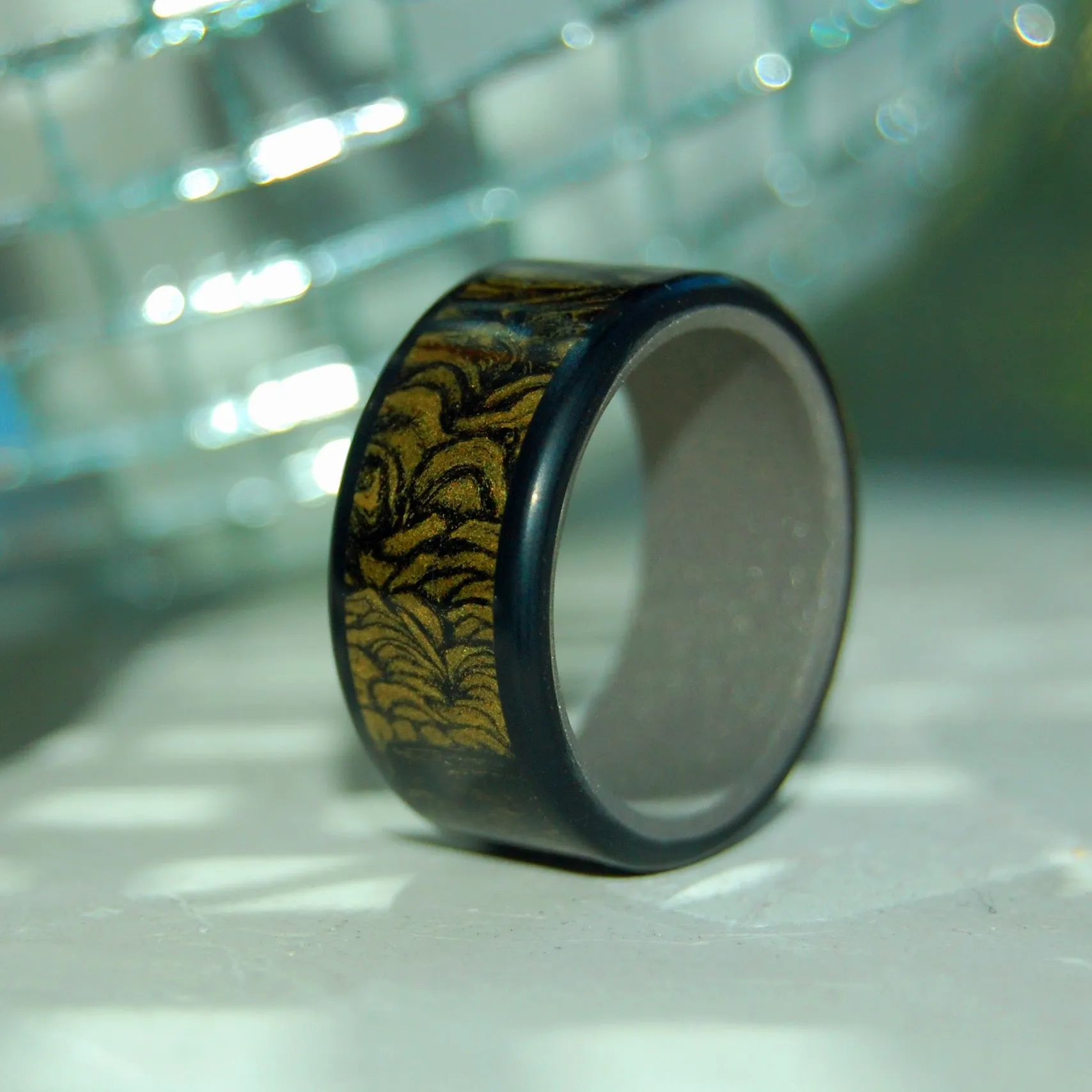 Black And Gold Samurai | Men's Black & Gold Titanium Wedding Ring