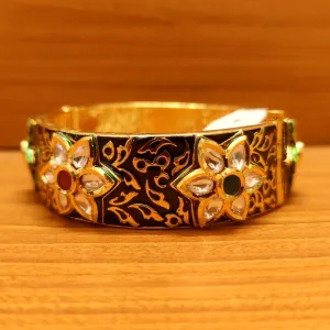 BLACK MEENAKARI ROYAL POLKI KUNDAN OPENABLE KADA