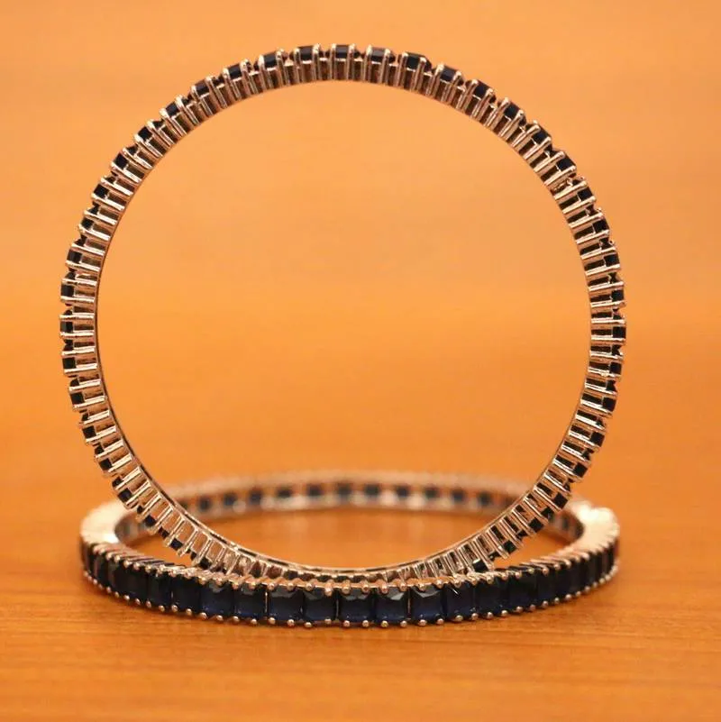 Blue Sapphire Silver Alloy Fine Make Bangles