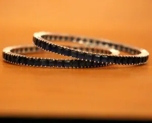 Blue Sapphire Silver Alloy Fine Make Bangles
