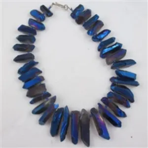 Bold Rainbow Blue Crystal Quartz Pendulum Necklace