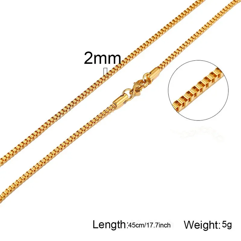 Box Chains Necklaces,Delicate Square Links Stainless Steel Chains For Men Women