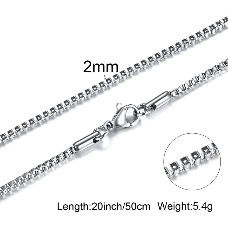 Box Chains Necklaces,Delicate Square Links Stainless Steel Chains For Men Women