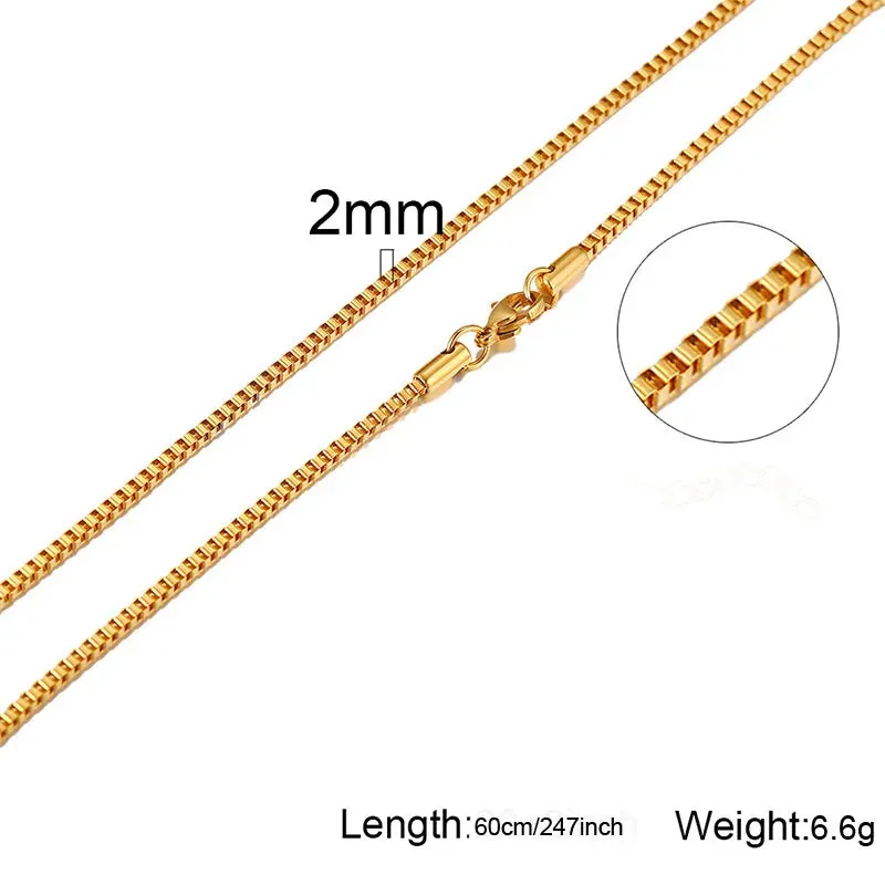 Box Chains Necklaces,Delicate Square Links Stainless Steel Chains For Men Women