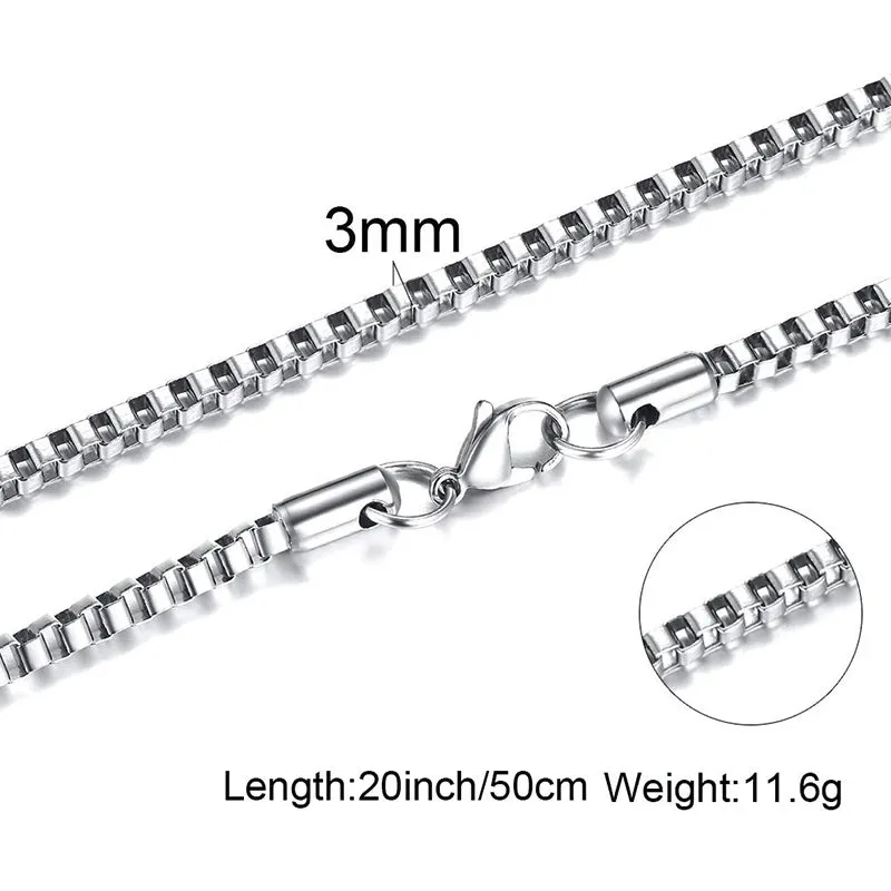 Box Chains Necklaces,Delicate Square Links Stainless Steel Chains For Men Women