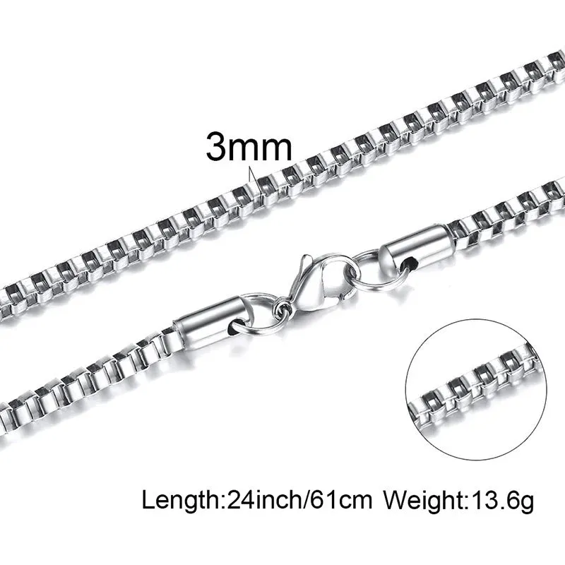 Box Chains Necklaces,Delicate Square Links Stainless Steel Chains For Men Women