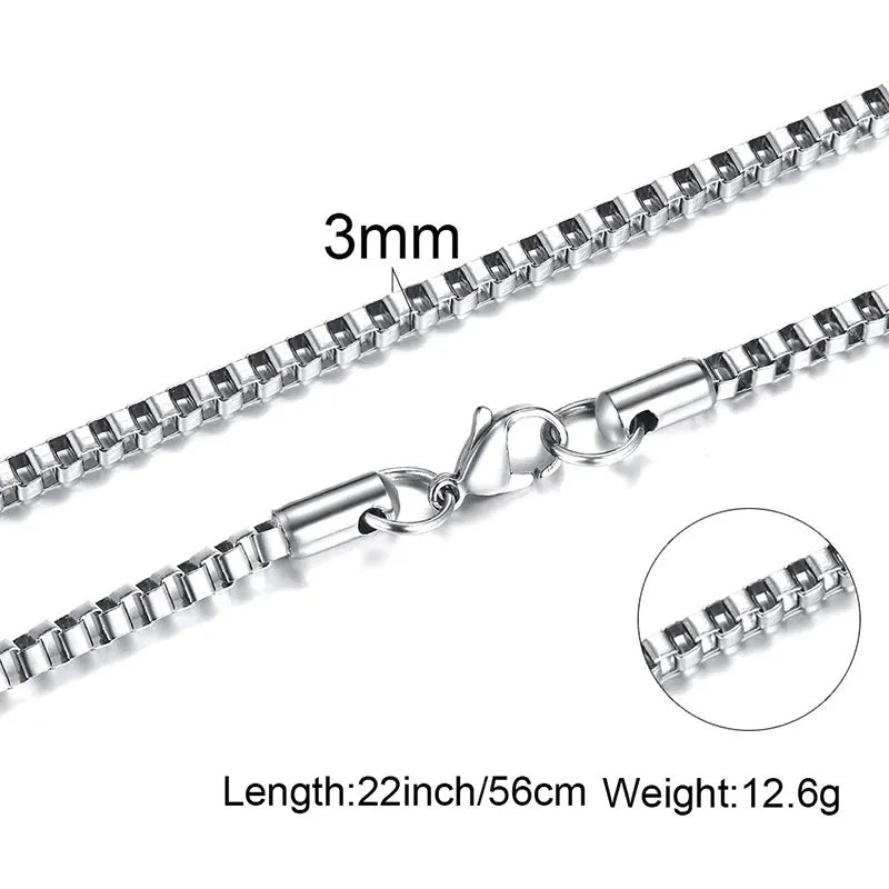 Box Chains Necklaces,Delicate Square Links Stainless Steel Chains For Men Women