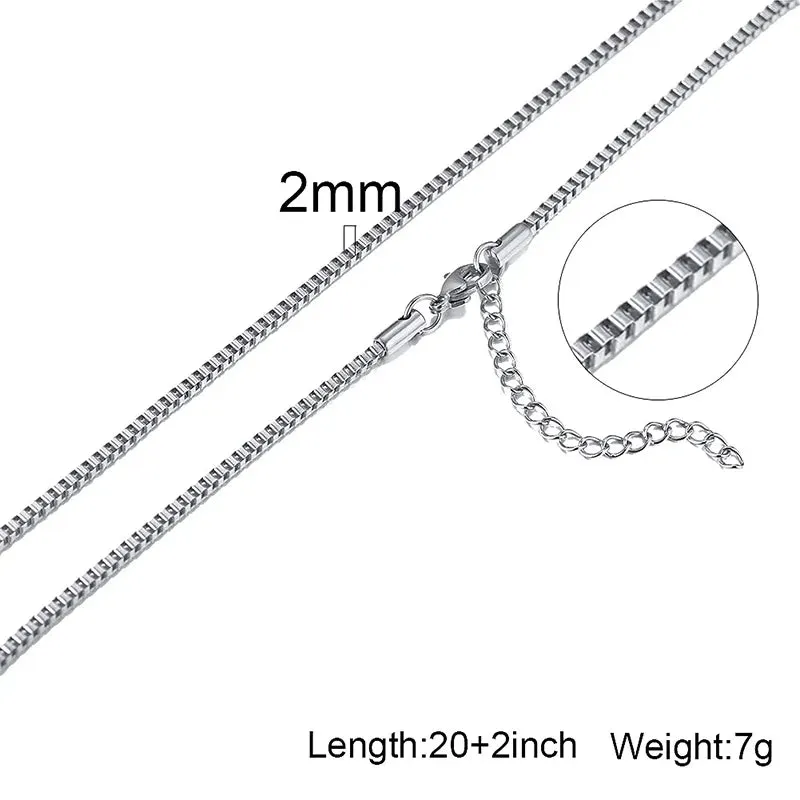 Box Chains Necklaces,Delicate Square Links Stainless Steel Chains For Men Women