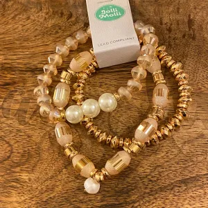Bracelets - Neutral Bead Bracelet with Pearl Accent Set
