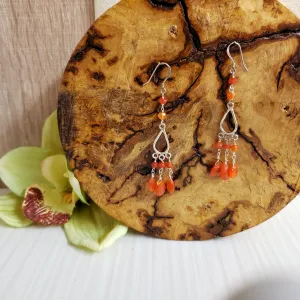 Carnelian Silver Drop  Earrings