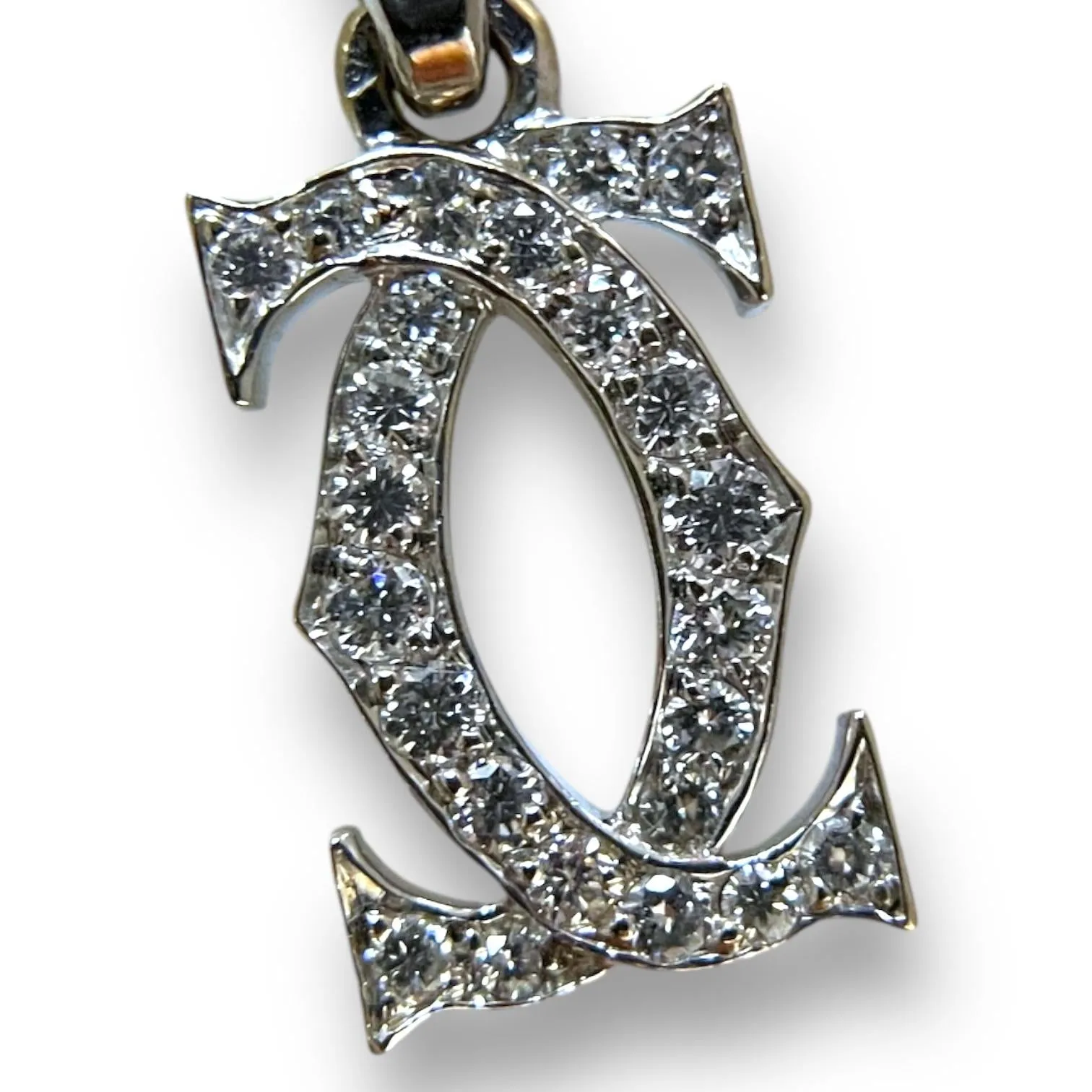Cartier 18K White Gold Diamond Double C Pendant
