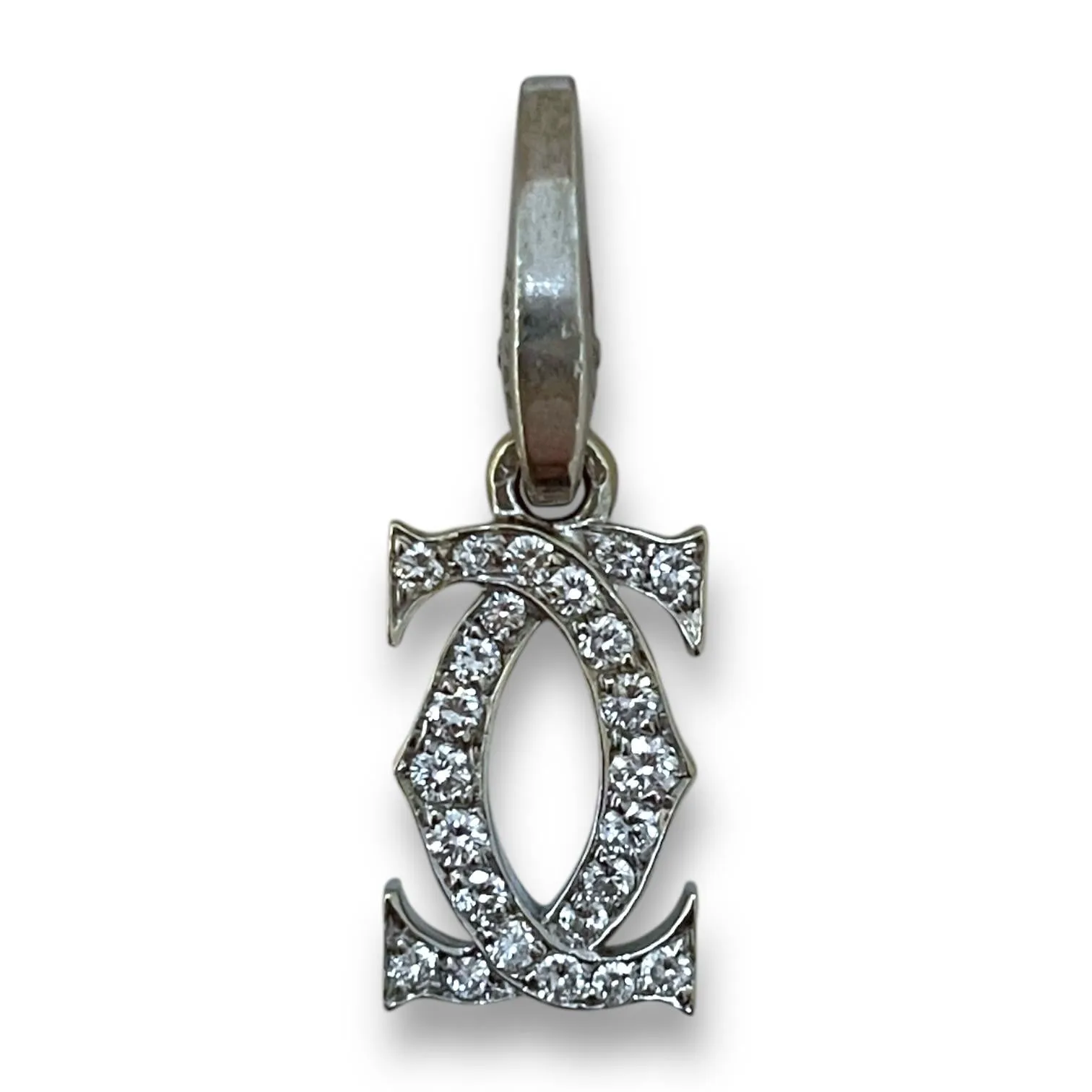 Cartier 18K White Gold Diamond Double C Pendant