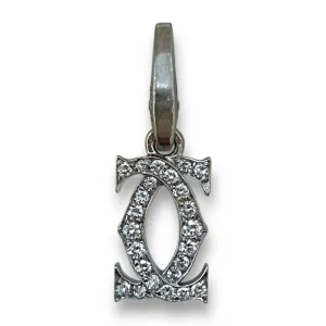 Cartier 18K White Gold Diamond Double C Pendant