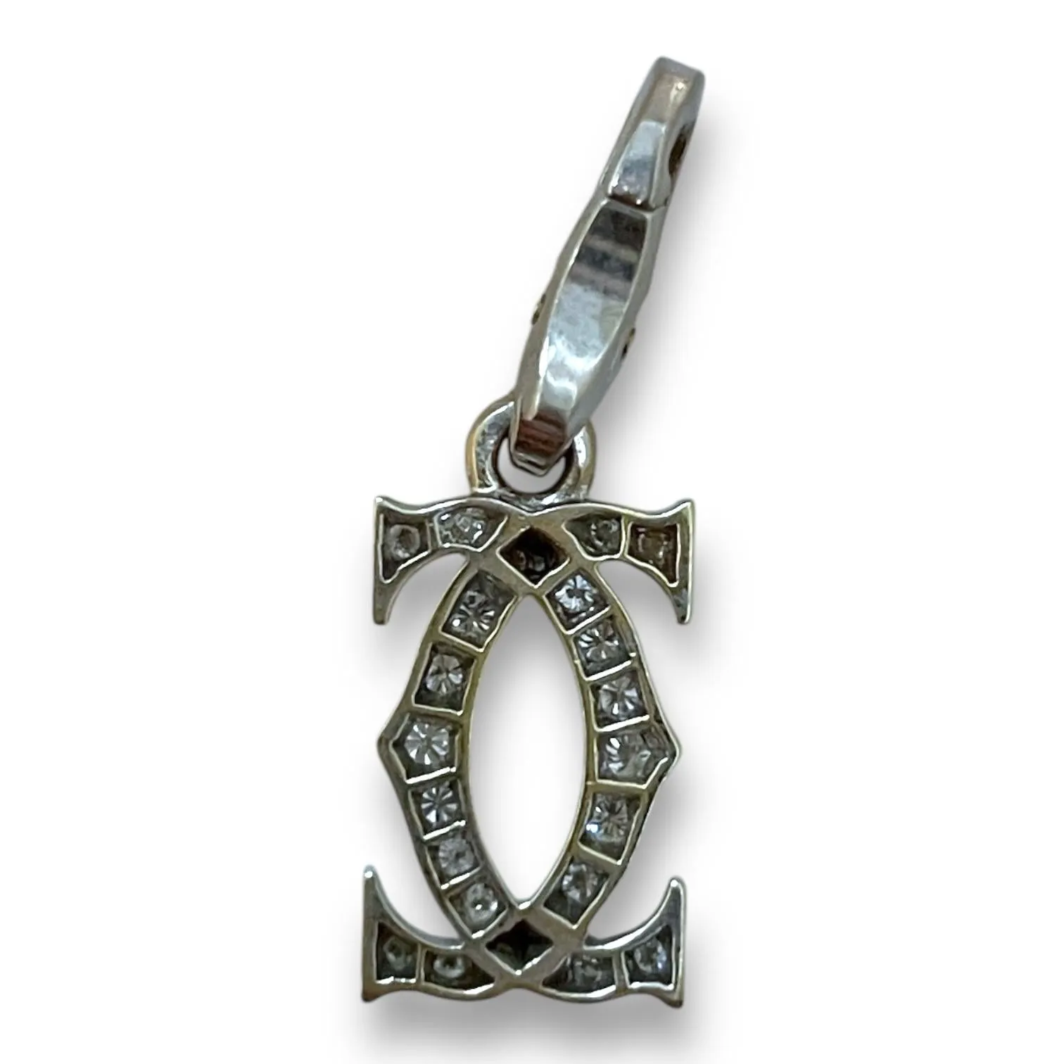 Cartier 18K White Gold Diamond Double C Pendant