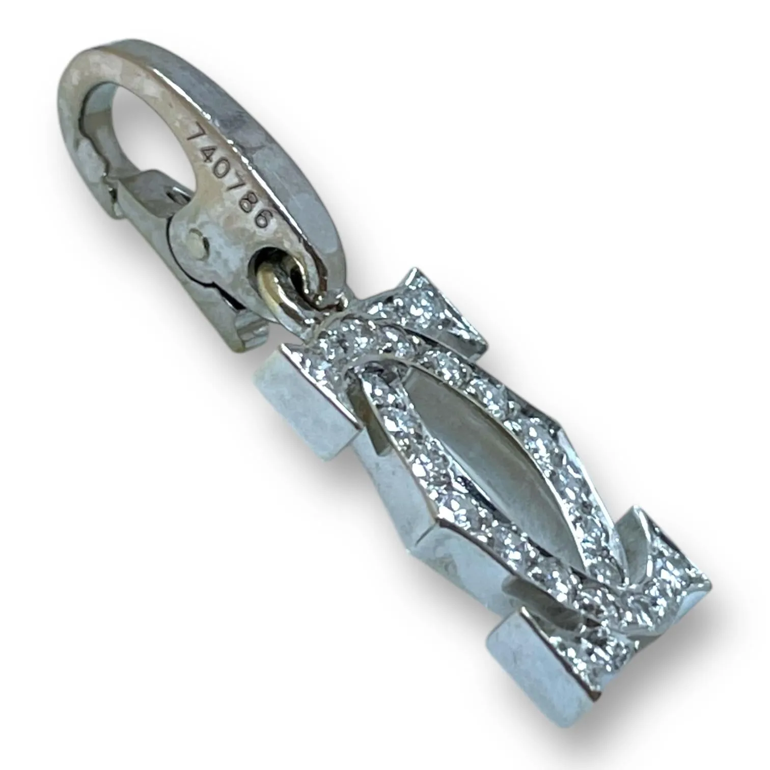 Cartier 18K White Gold Diamond Double C Pendant