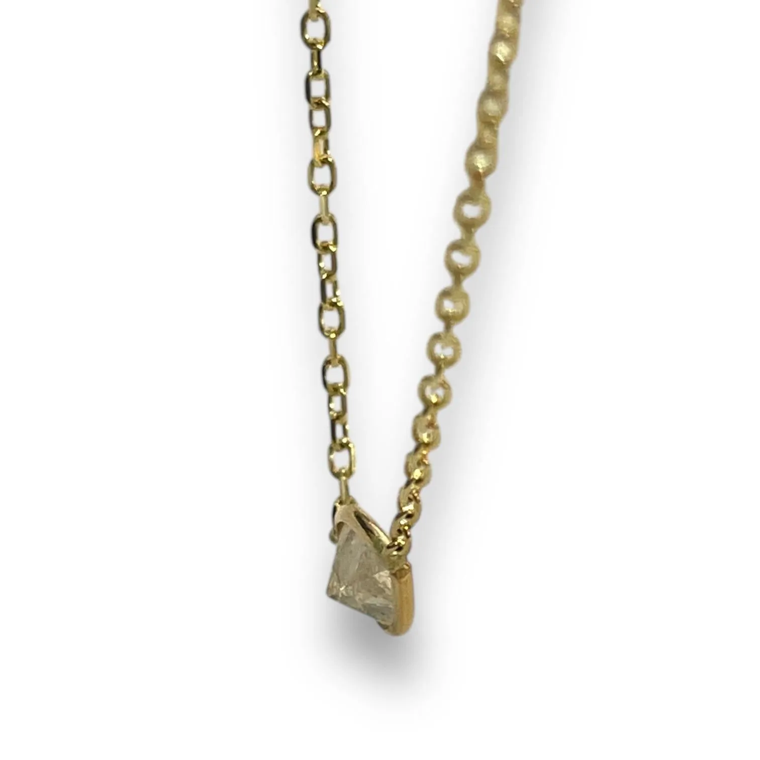 Charming 14K Yellow Gold 0.76ct Pear Natural Diamond Bezelled Necklace