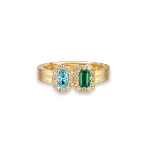 'Coastal Oasis' Double Gemstone Diamond Ring