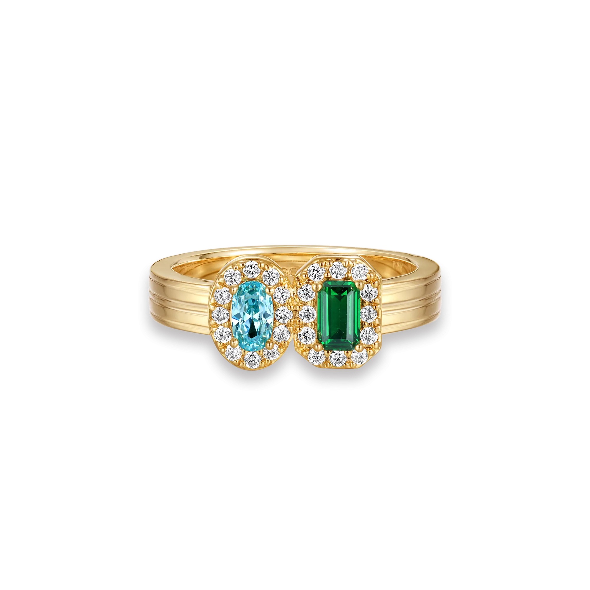 'Coastal Oasis' Double Gemstone Diamond Ring