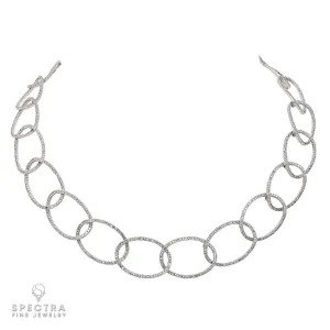 Contemporary Diamond Pave Link Collar Necklace