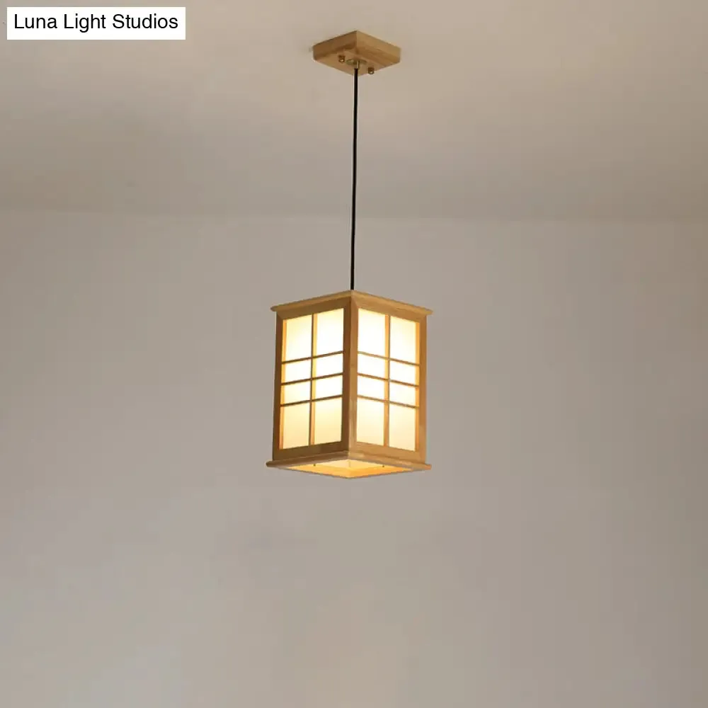 Contemporary Rectangle Wooden LED Pendant Light for Dining Room
