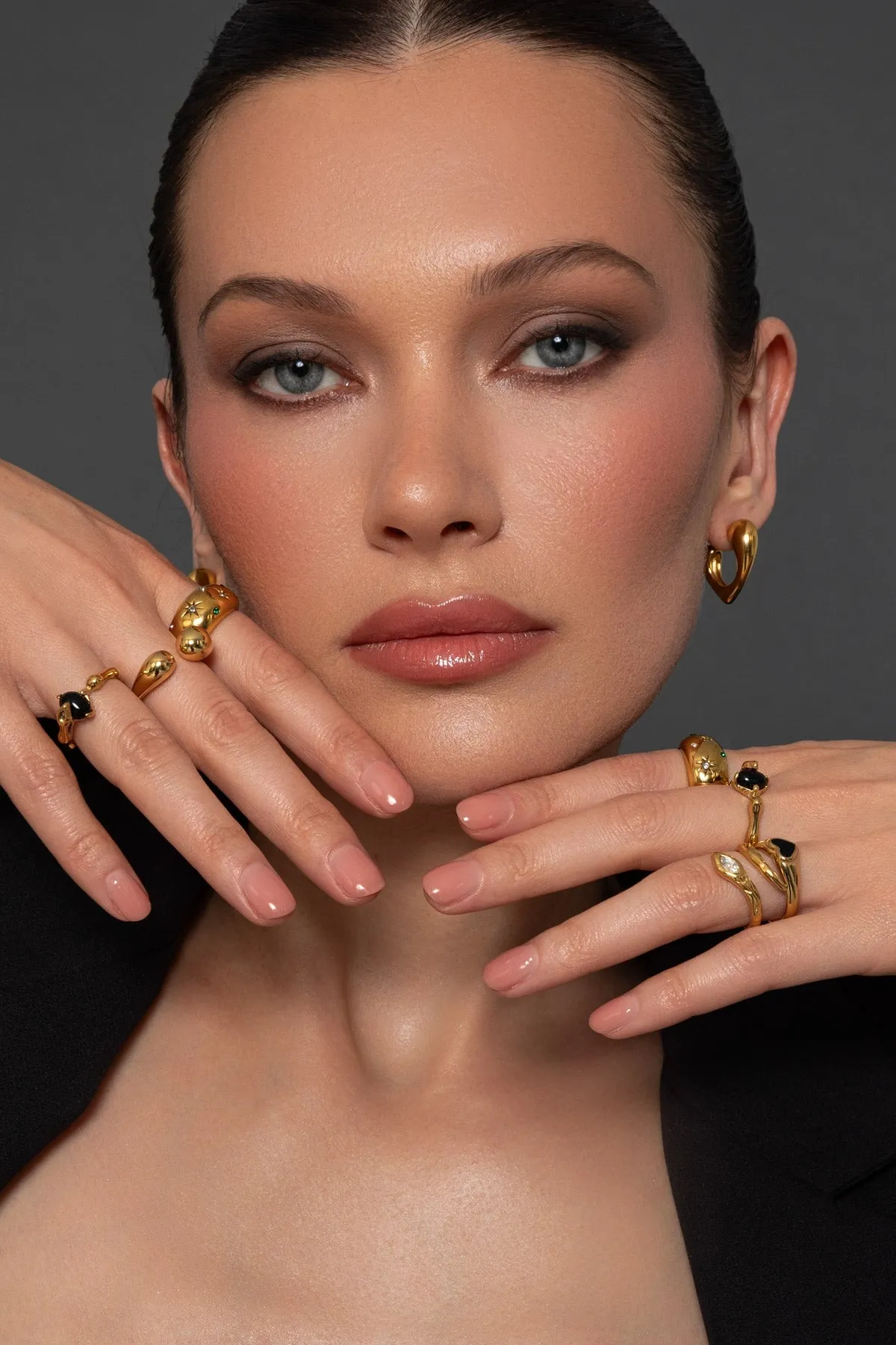 Crystal Stone Snake Twist Gold Ring