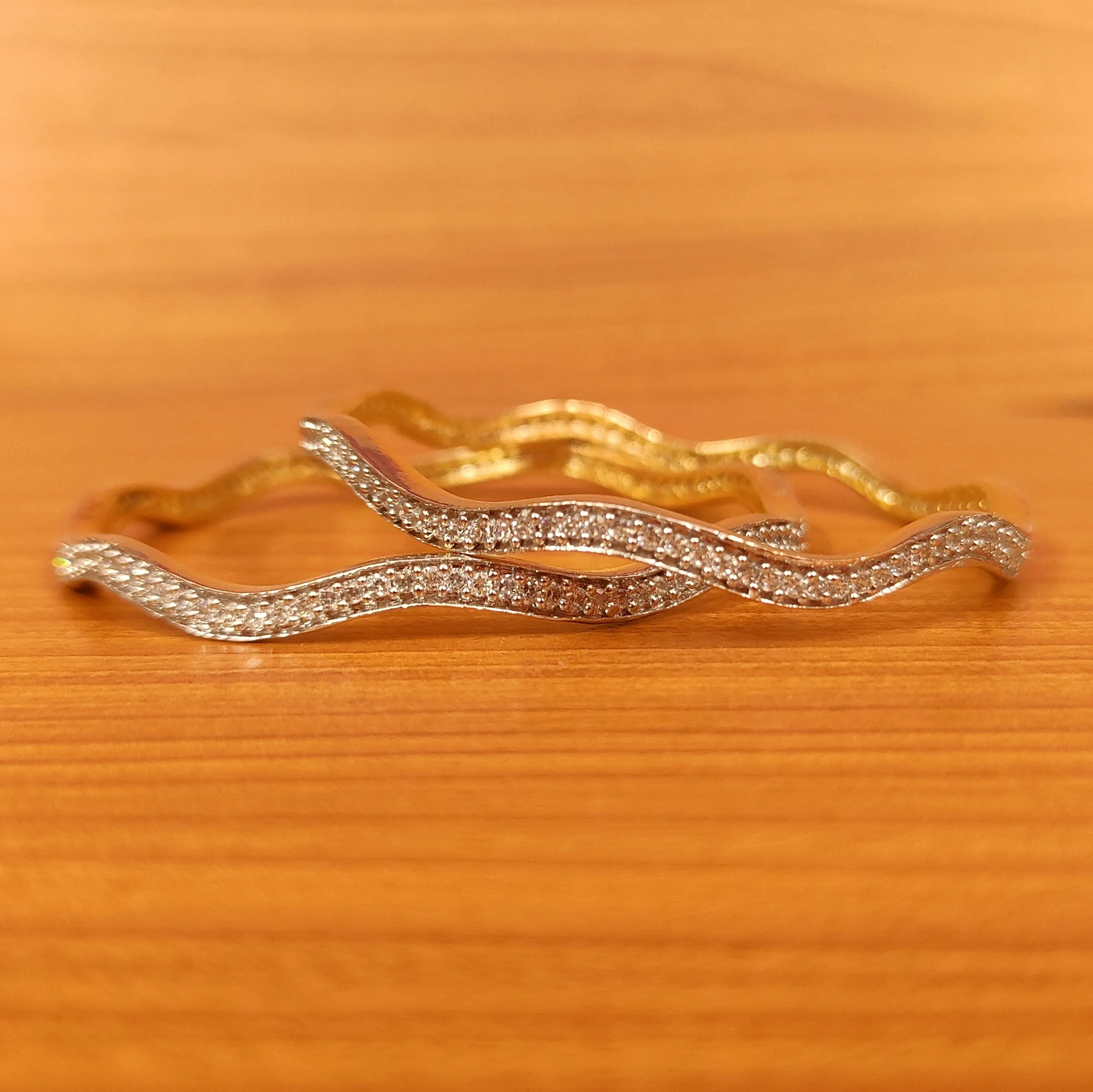 CZ DIAMOND LOOK ZIG ZAG PATTERN BANGLES