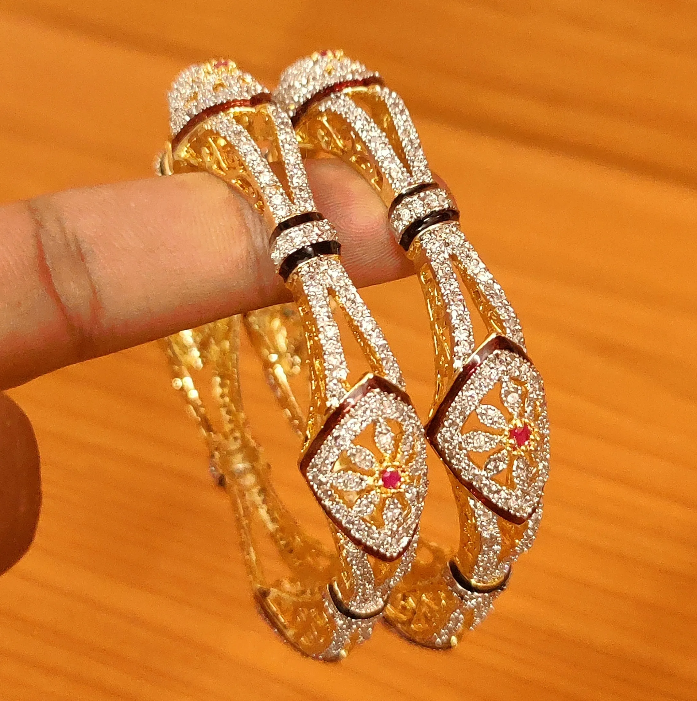 CZ STUDDED DIAMOND LOOK MEENAKARI BANGLES