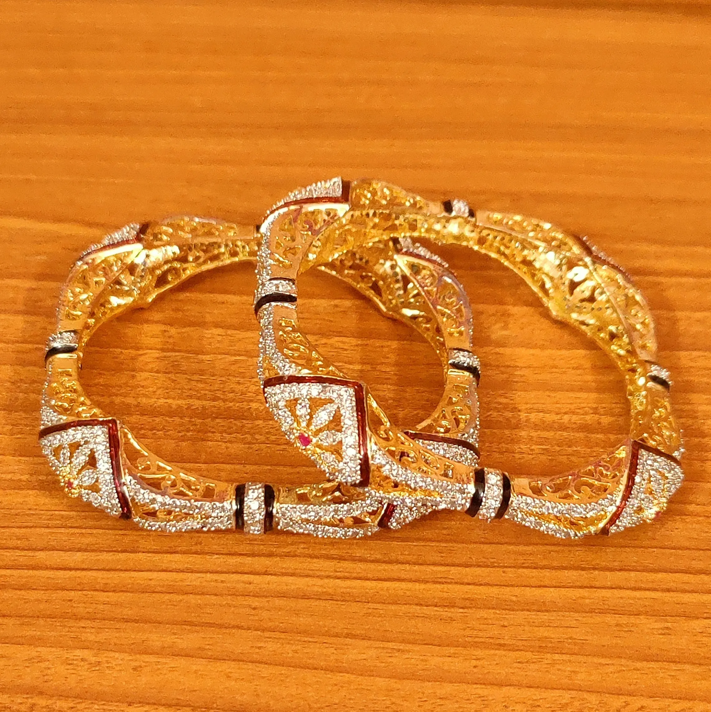 CZ STUDDED DIAMOND LOOK MEENAKARI BANGLES