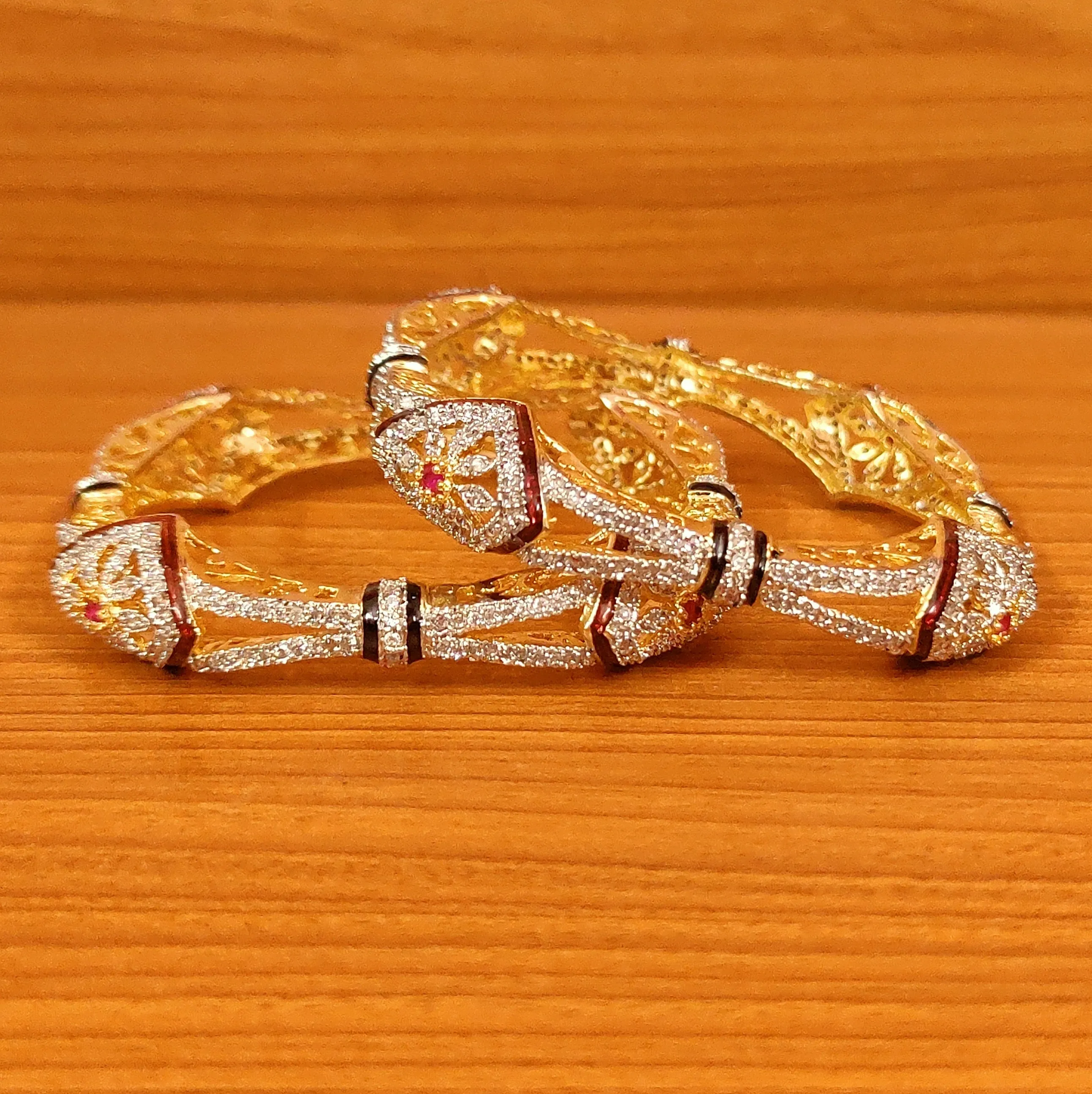 CZ STUDDED DIAMOND LOOK MEENAKARI BANGLES