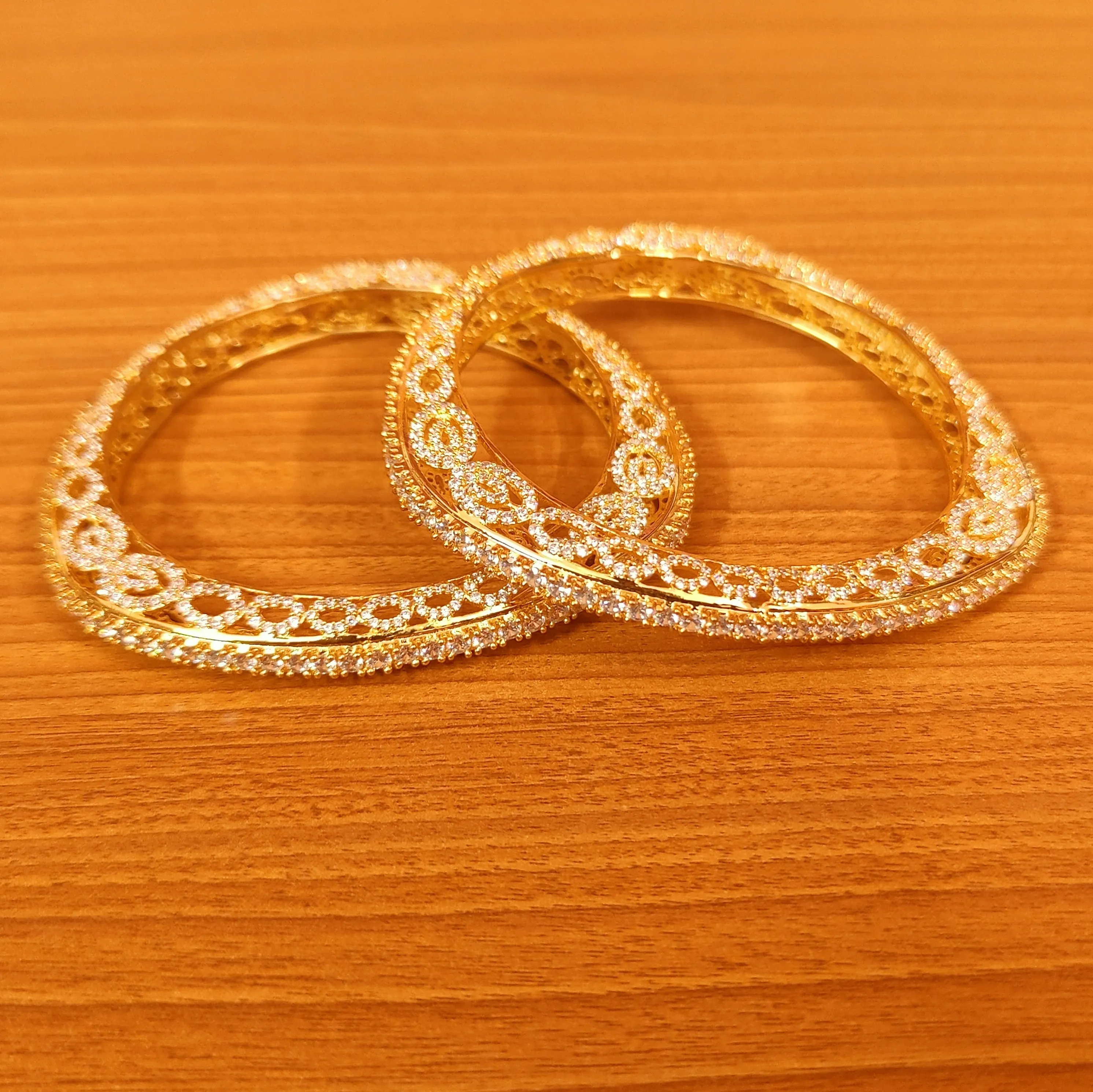 CZ STUDDED GOLD PLATED DIAMOND LOOK BANGLES