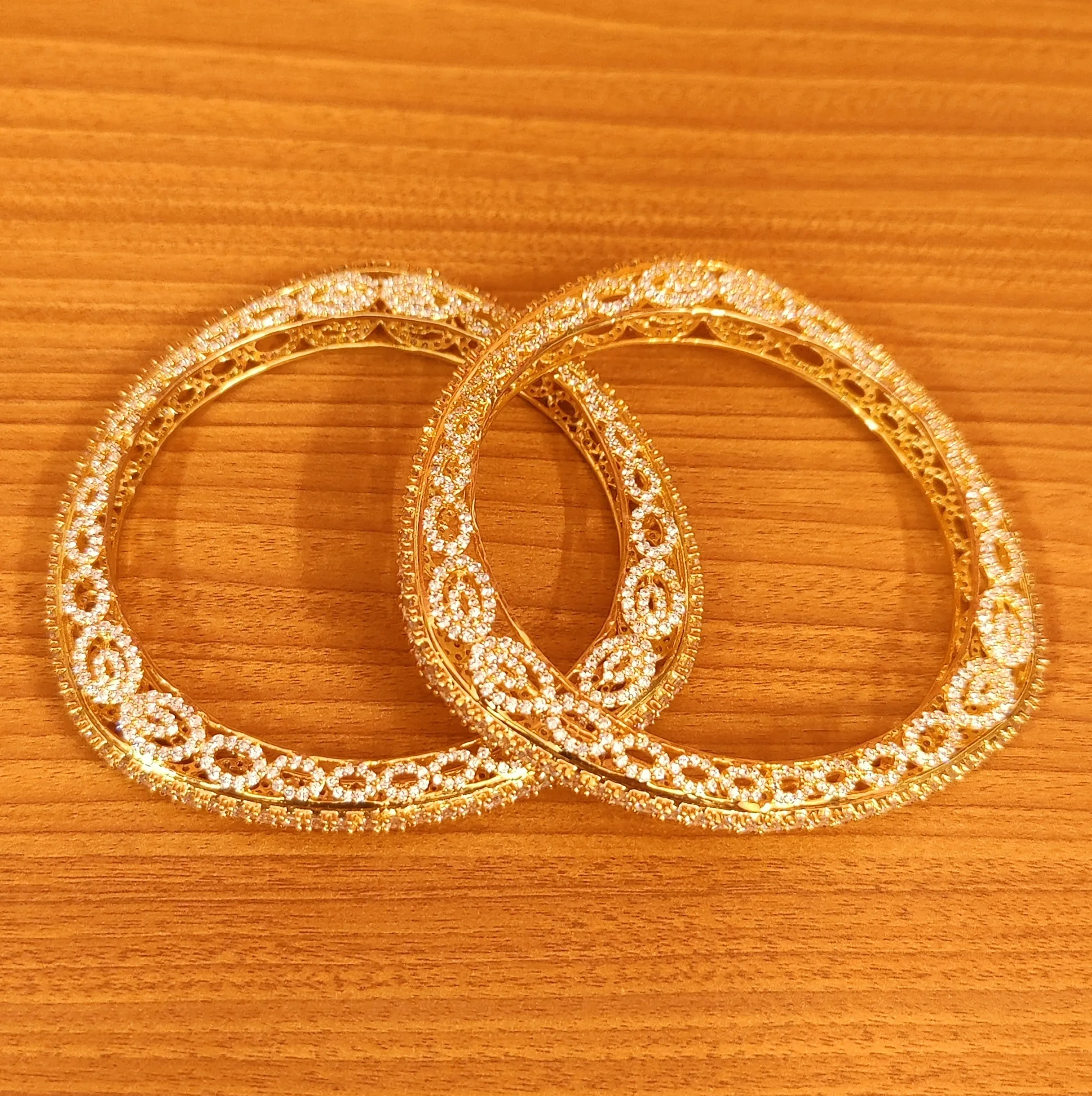 CZ STUDDED GOLD PLATED DIAMOND LOOK BANGLES