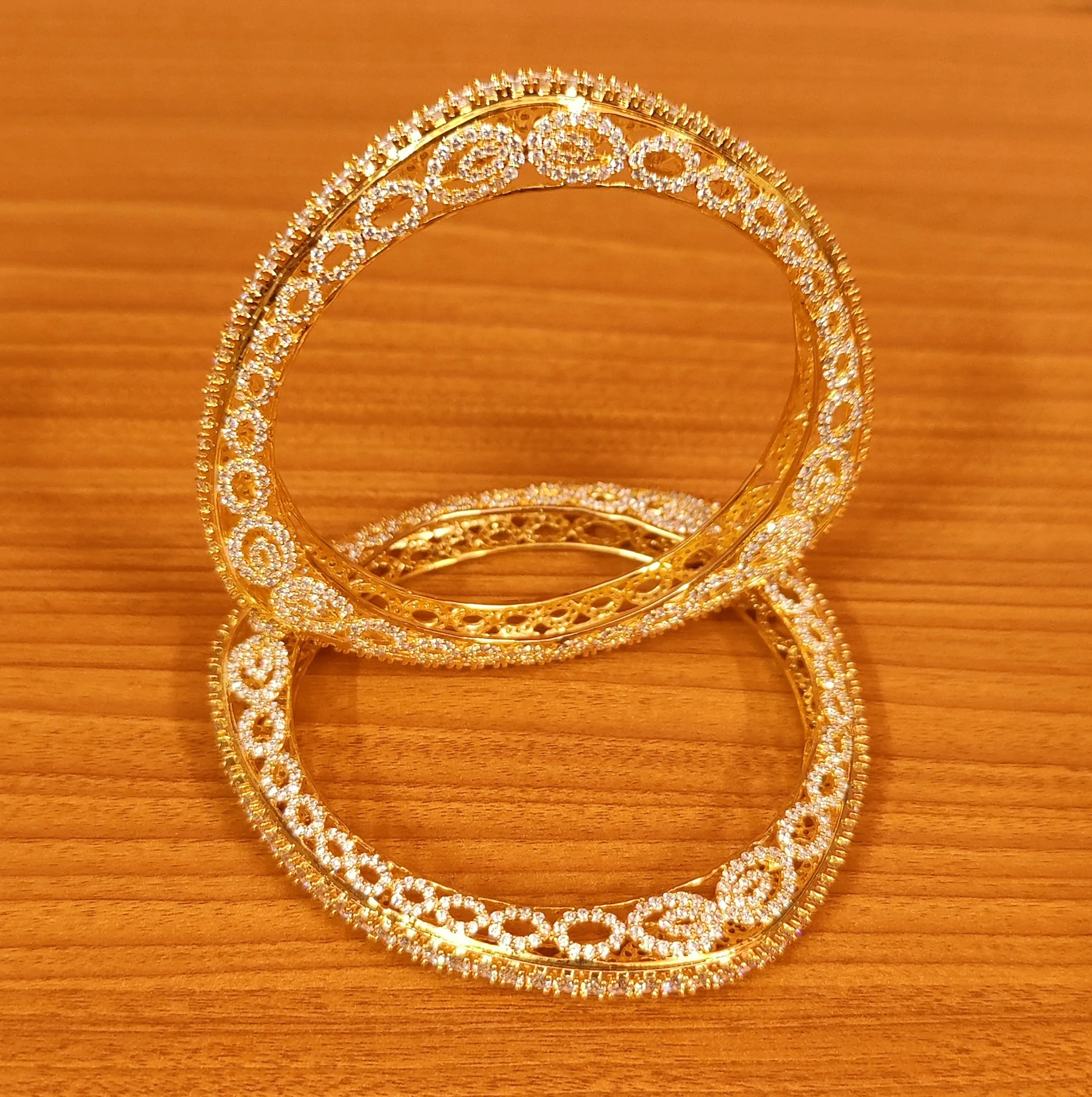 CZ STUDDED GOLD PLATED DIAMOND LOOK BANGLES