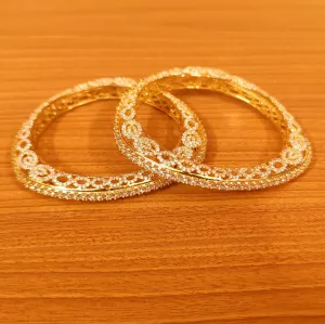 CZ STUDDED GOLD PLATED DIAMOND LOOK BANGLES