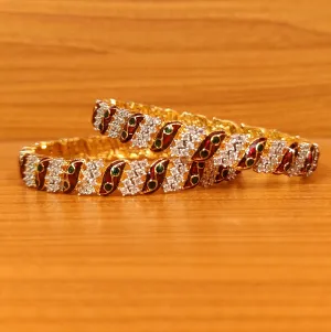 CZ STUDDED MEENAKARI GOLD PLATED BANGLES