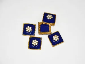 Dark Blue Designer Square Kundan Beads