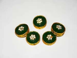 Dark Green Designer Circular Kundan Beads