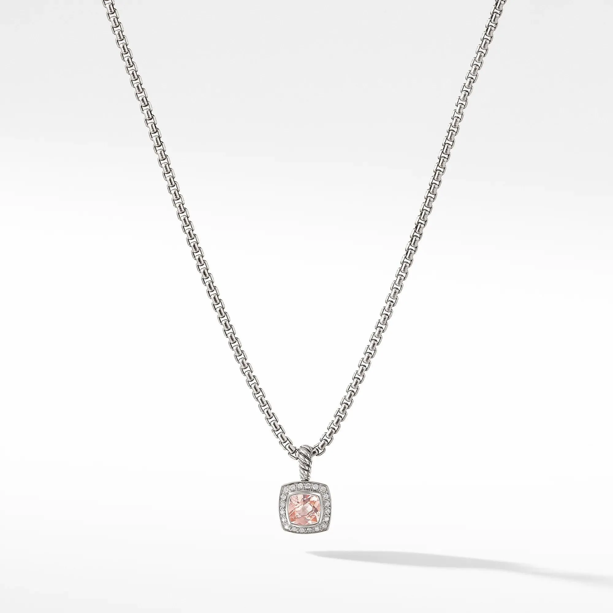 David Yurman Petite Albion Pendant Necklace with Morganite and Diamonds