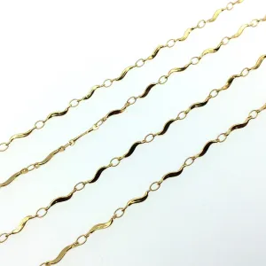 Deep Gold Plated Copper Link Chain - 10mm Wavy Links - CUTE and Delicate - Sold By the Foot!   (CH-464-GD)