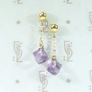 Delicate Drop Earrings of Amethyst & Gold