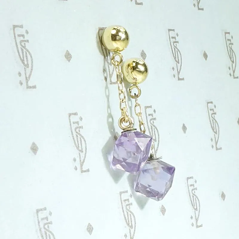 Delicate Drop Earrings of Amethyst & Gold