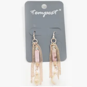 Delicate drop earrings with multi beads and chains