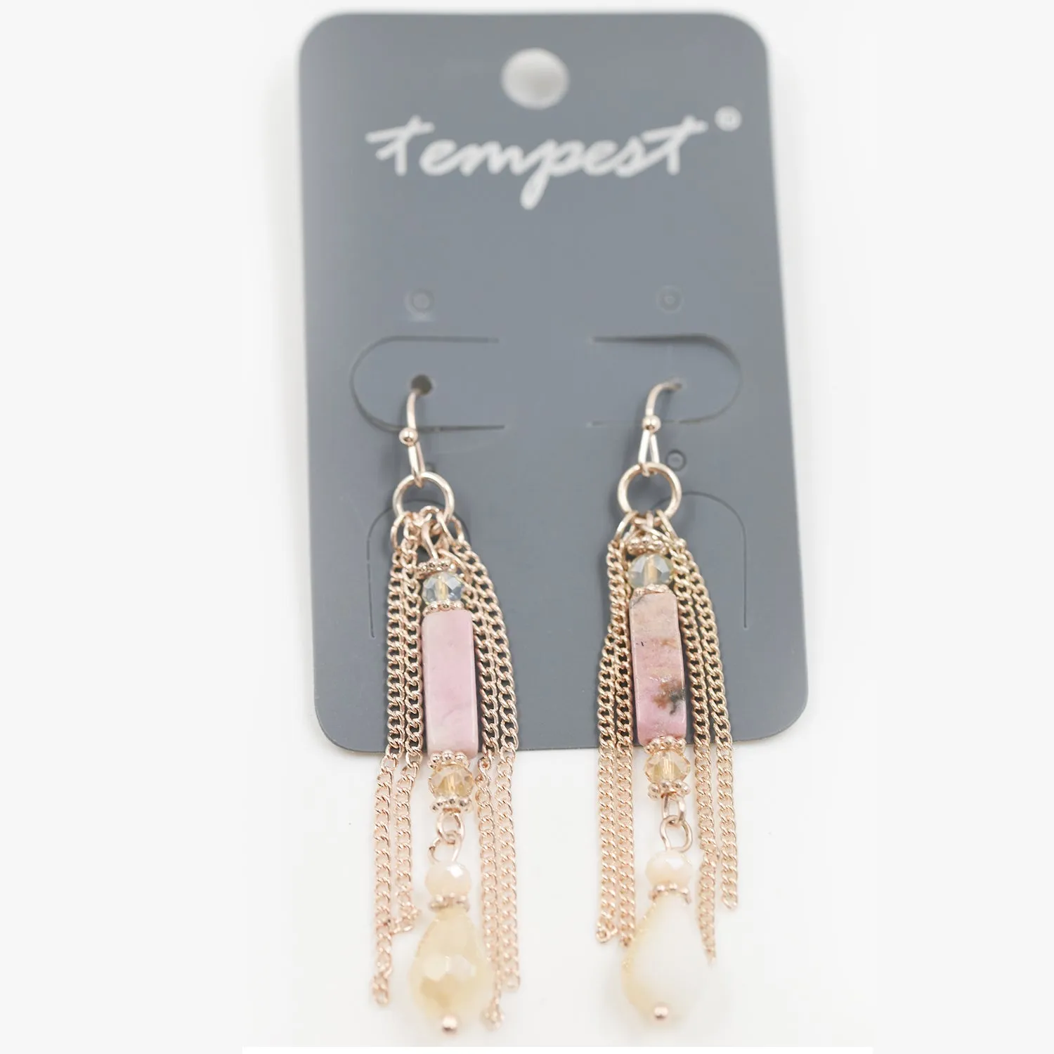 Delicate drop earrings with multi beads and chains
