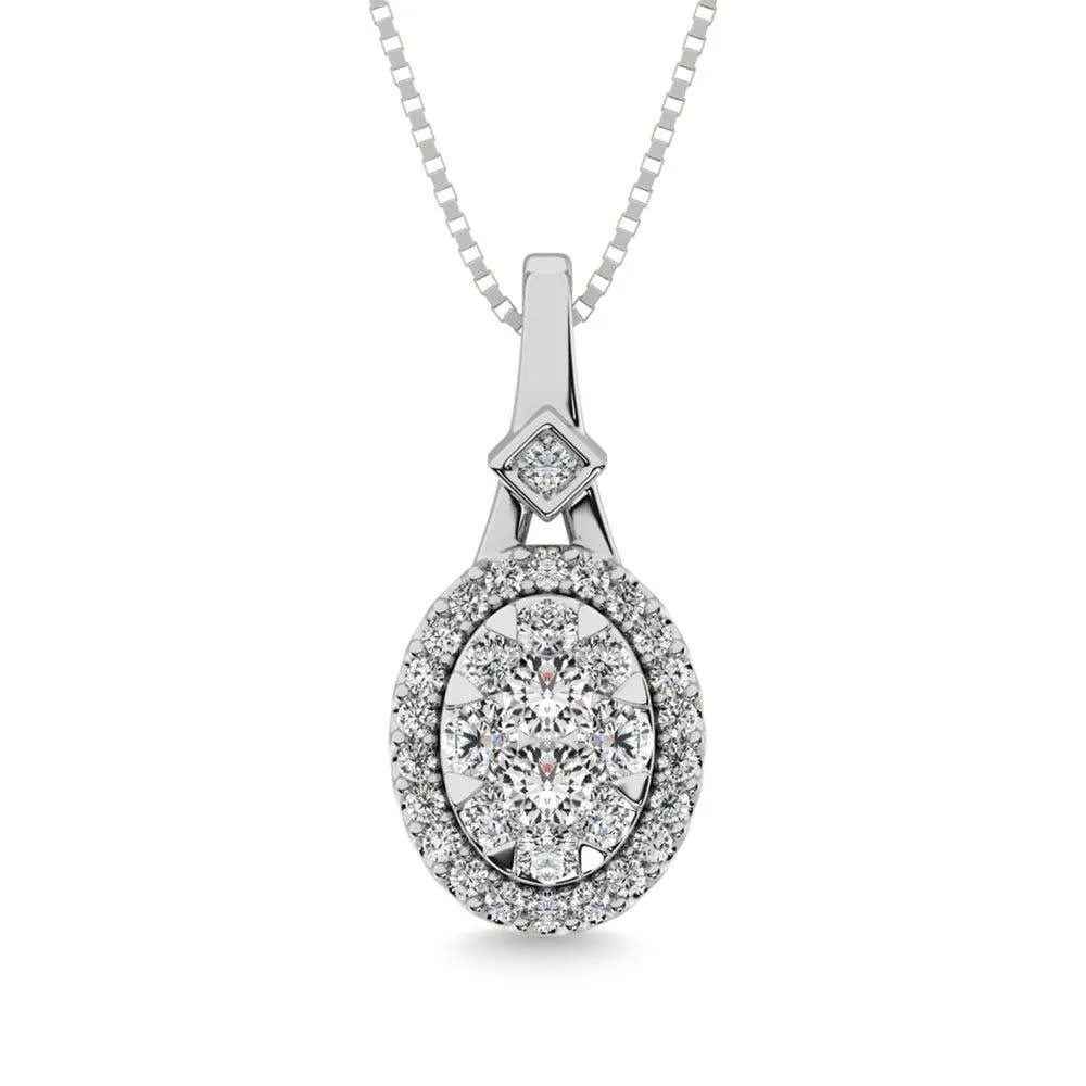 Diamond 3/8 Ct.Tw. Cluster Pendant in 10K White Gold