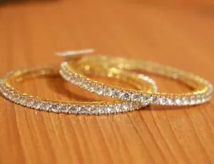 Diamond Look 4 mm Single Line Solitaire Gold Bangles