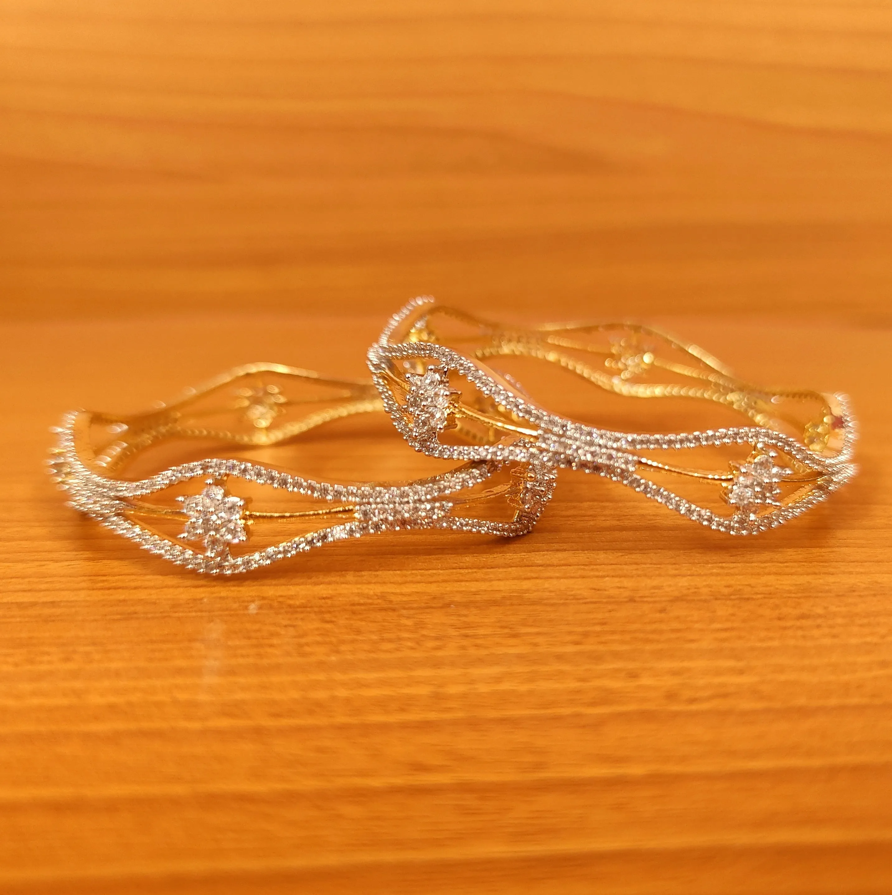 DIAMOND LOOK CZ STUDDED FINE BANGLES