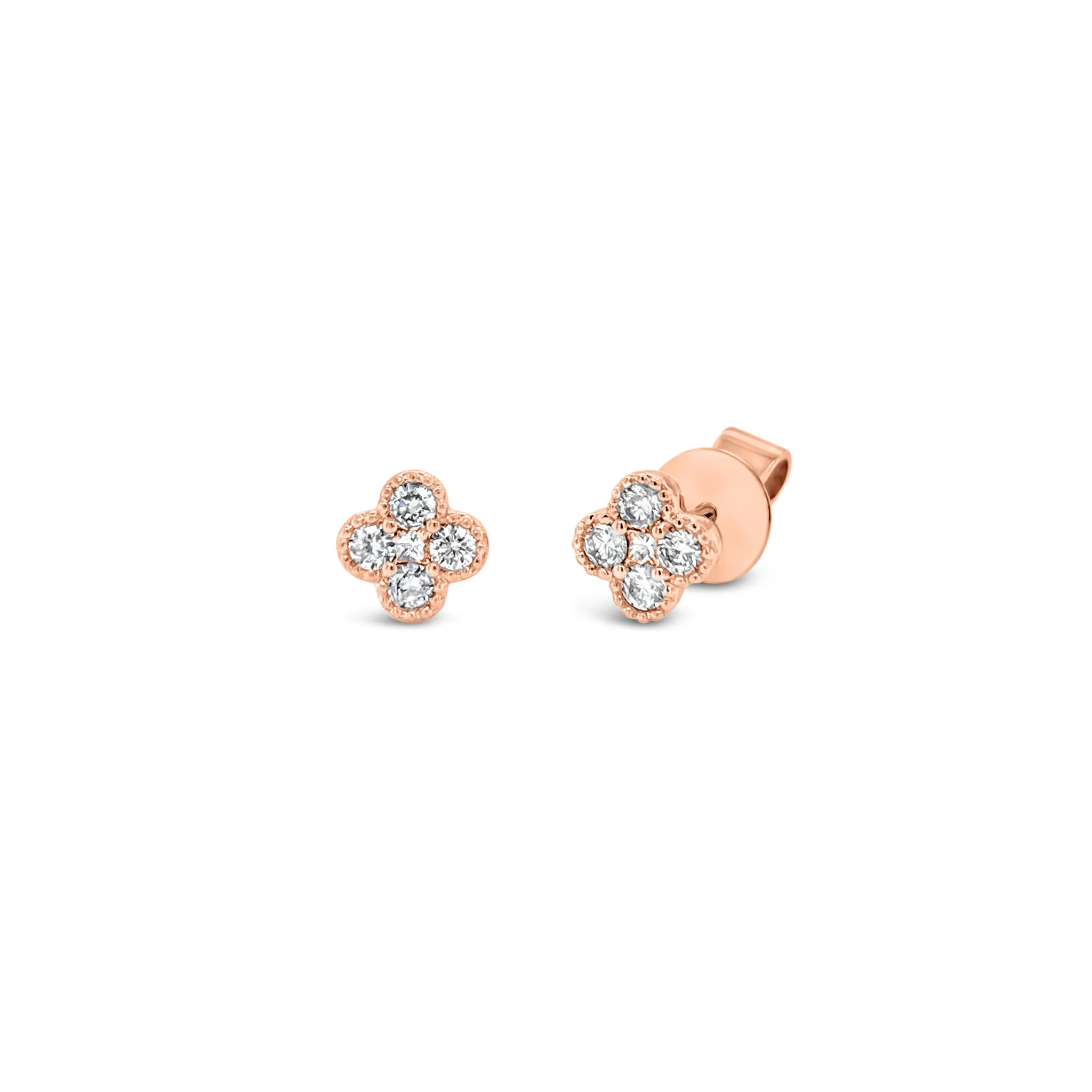 Diamond Trefoil Stud Earrings