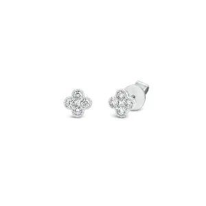 Diamond Trefoil Stud Earrings